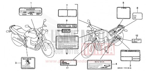 ETICHETTA DI AVVERTIMENTO CB750F2W di 1998